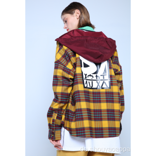 FLANNEL CHECK HOODED OVERSHIRT